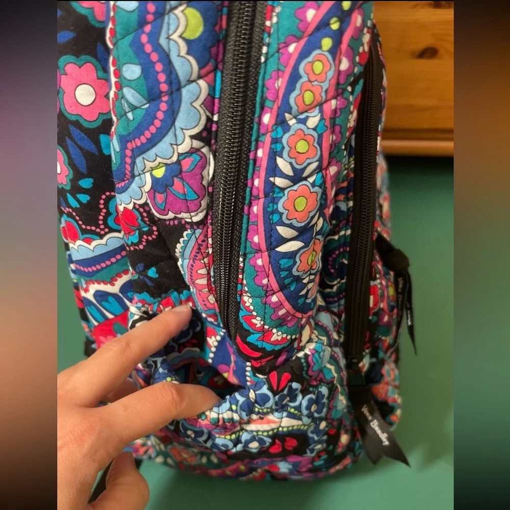 Vera Bradley Haymarket Paisley Black Floral LG Essential Laptop Backpack - Picture 5 of 11